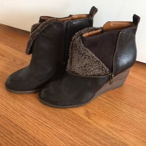 Lucky Brand Brown Heeled Fur Booties Size 8